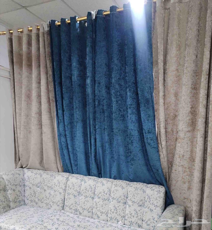 Sofa set, 4 curtains with rods, and a carpet for sale due to travel64421621794179110