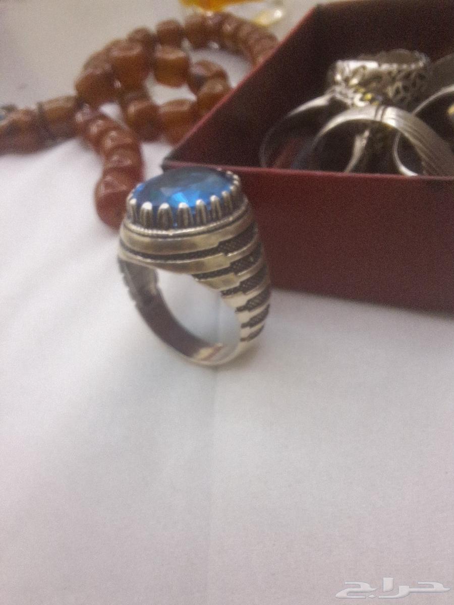 خاتم فضة ايطالي 925 متوج بحجر التوباز الازرق الطبيعي الأصلي64419564206465111