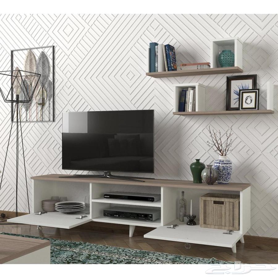 طاولات طاولة تلفزيون Seddra لون ابيض رمادي64428590263299111