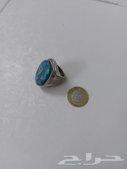 خاتم فضة بحجر فيروز نشابوري64431102370433114