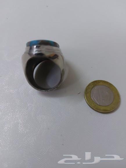 خاتم فضة بحجر فيروز نشابوري64431102370433111