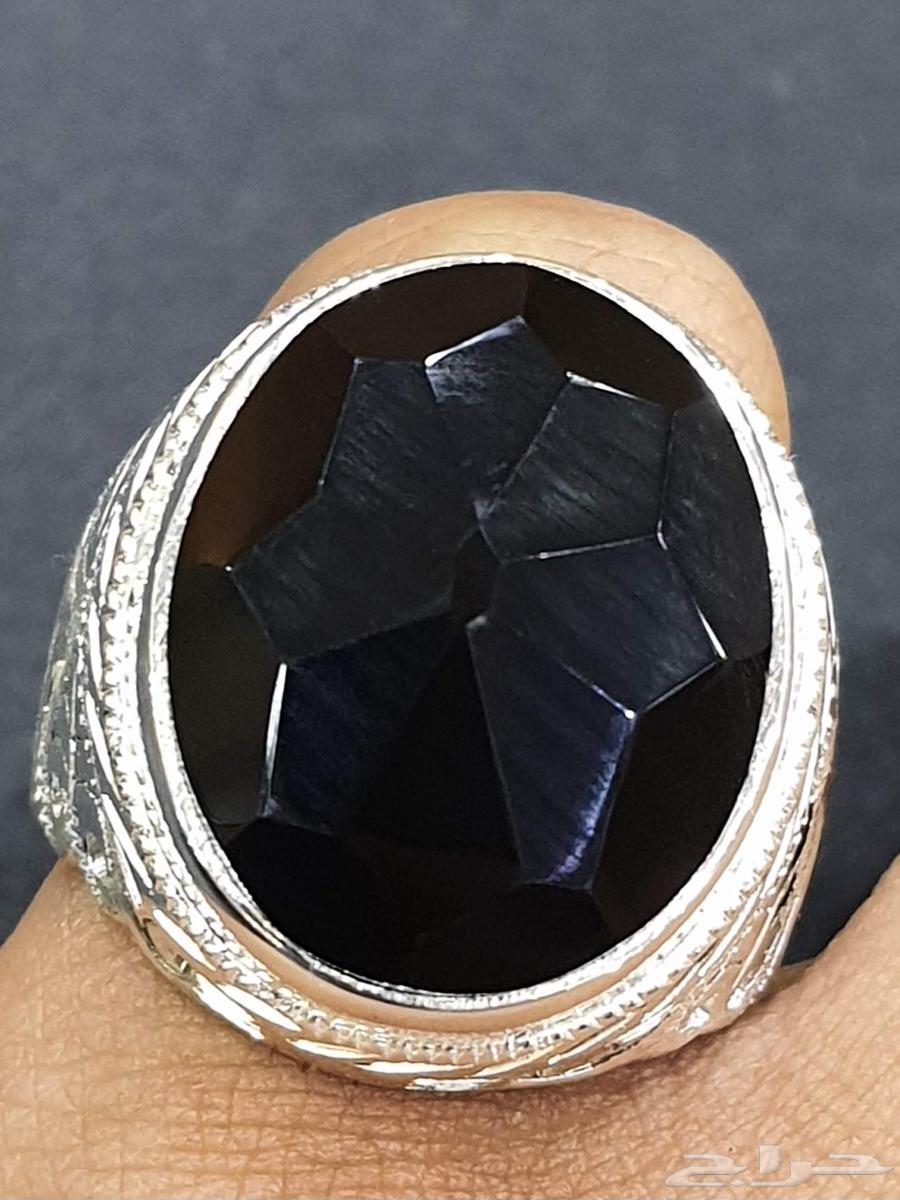 خاتم عقيق يماني اسود مترش64438753518593110