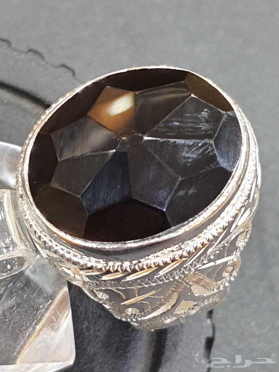 خاتم عقيق يماني اسود مترش64438753518593112
