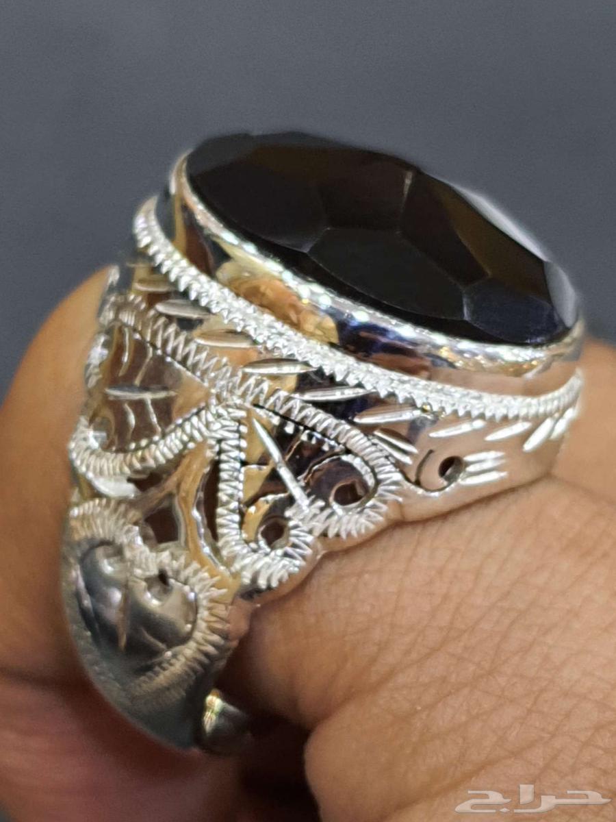 خاتم عقيق يماني اسود مترش64438753518593114