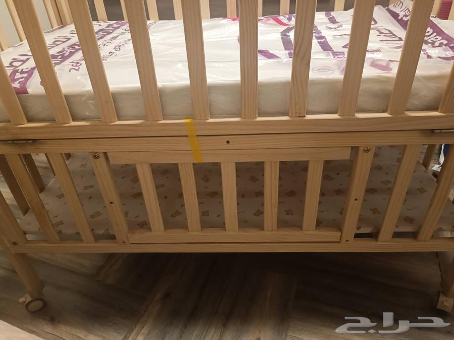 سرير أطفال خشب مرتبه 110 60 شرشف و جوانب64436038175106114