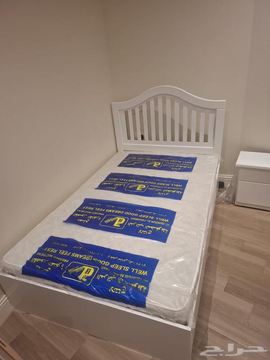 سرير خشب نفر ونص 190 120 سم جديد64444351992962113