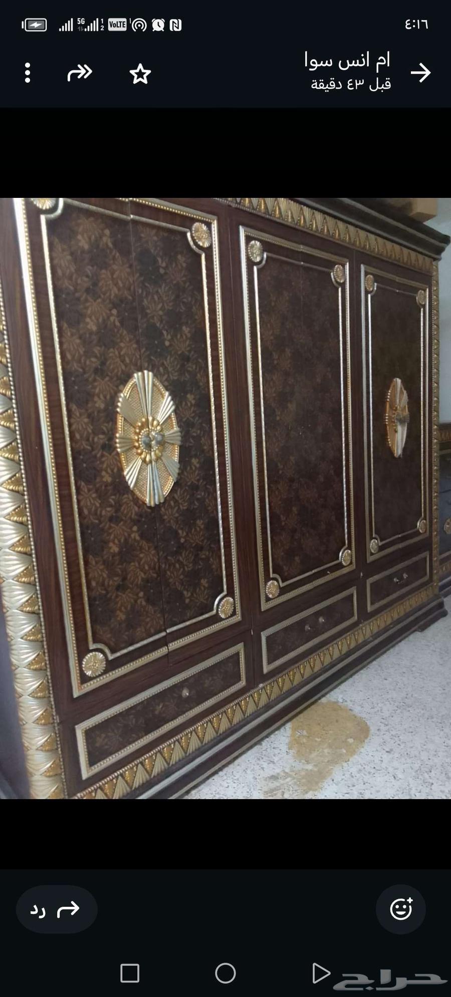 Complete bedroom set with bed, wardrobe, military closet, 2 nightstands, and dressing table for 90064455454584193114