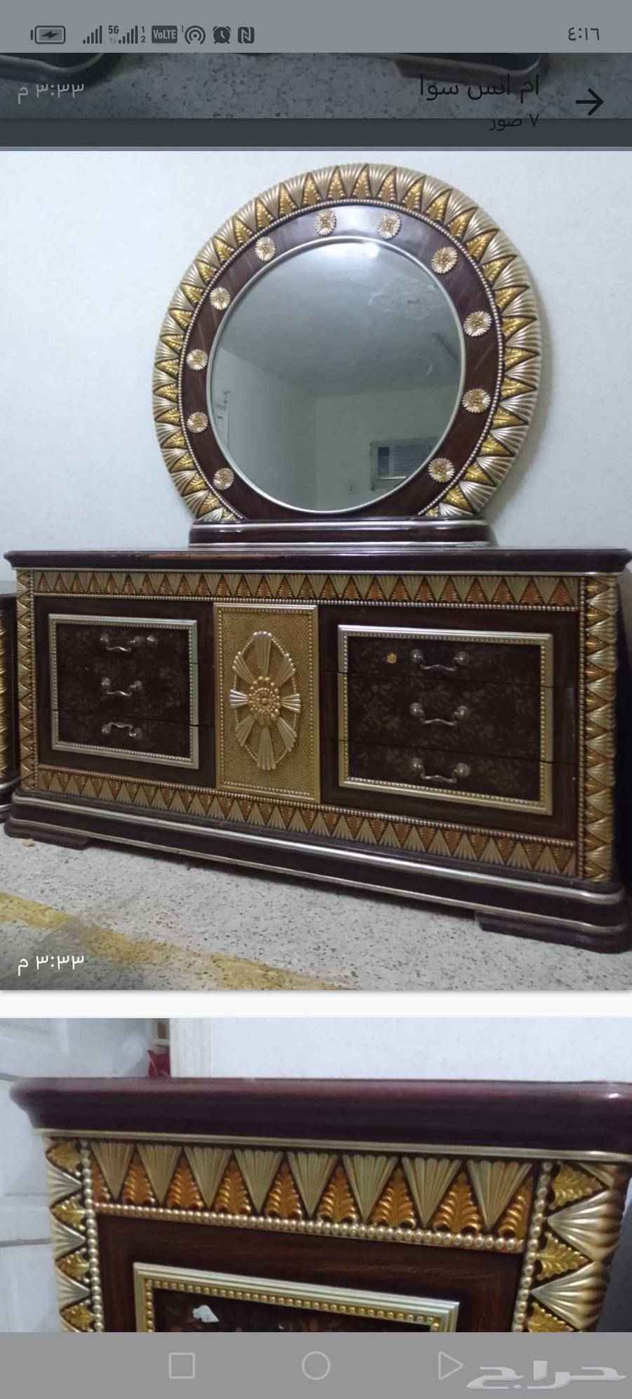 Complete bedroom set with bed, wardrobe, military closet, 2 nightstands, and dressing table for 90064455454584193110