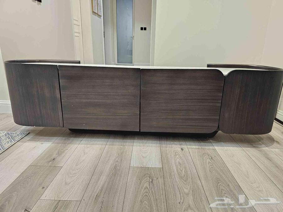 طاولة تلفزيون من خشب ورخام 2 متر64453475820033111