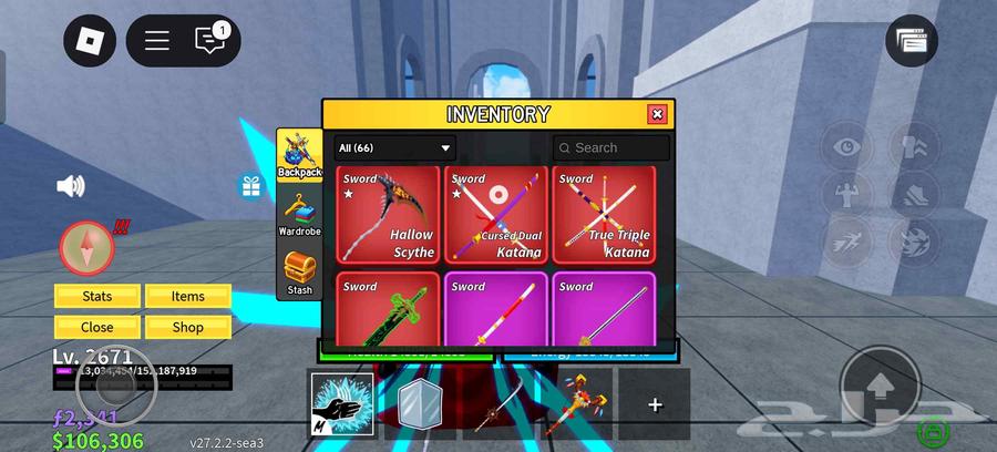 حساب بلوكس فروت السعر350 معه لعبه الظلال64449915805697110