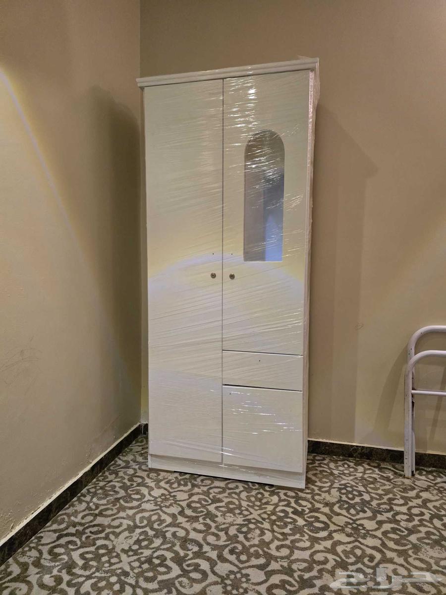 دولاب ملابس بابين خشب موجود الون ابيض و بني جديد64460420963459110