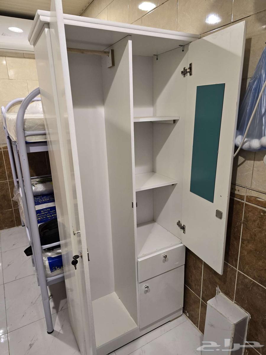 دولاب ملابس بابين خشب موجود الون ابيض و بني جديد64460420963459114