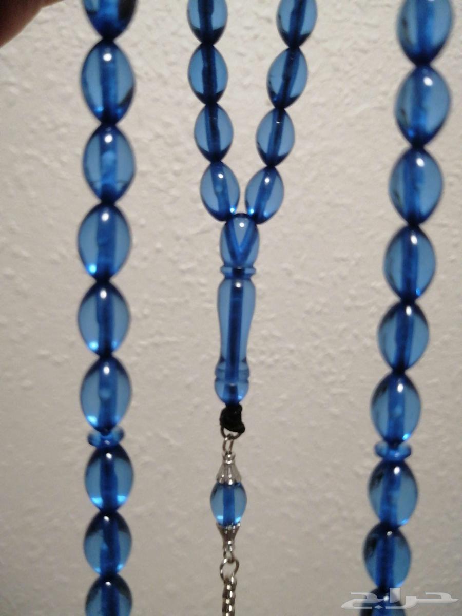 سبحة كهرمان لون سماوي صافيه (جديدة).64464111262977113