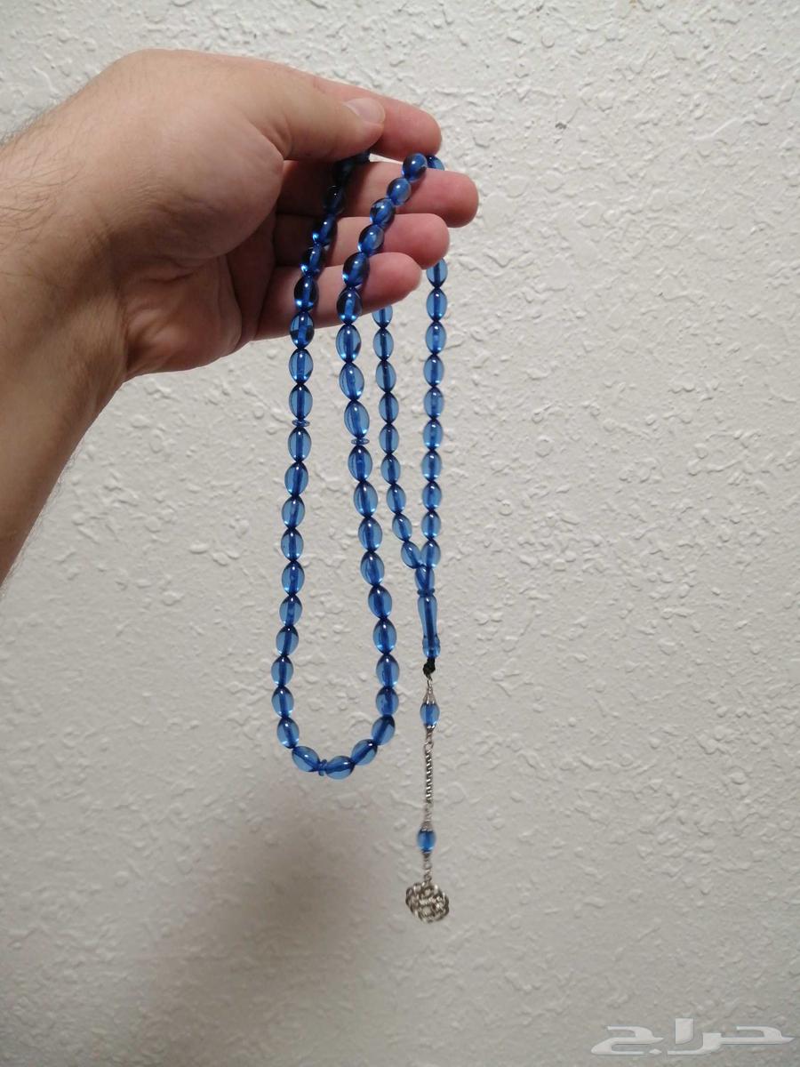 سبحة كهرمان لون سماوي صافيه (جديدة).64464111262977110