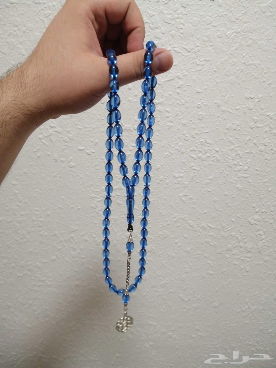 سبحة كهرمان لون سماوي صافيه (جديدة).64464111262977112