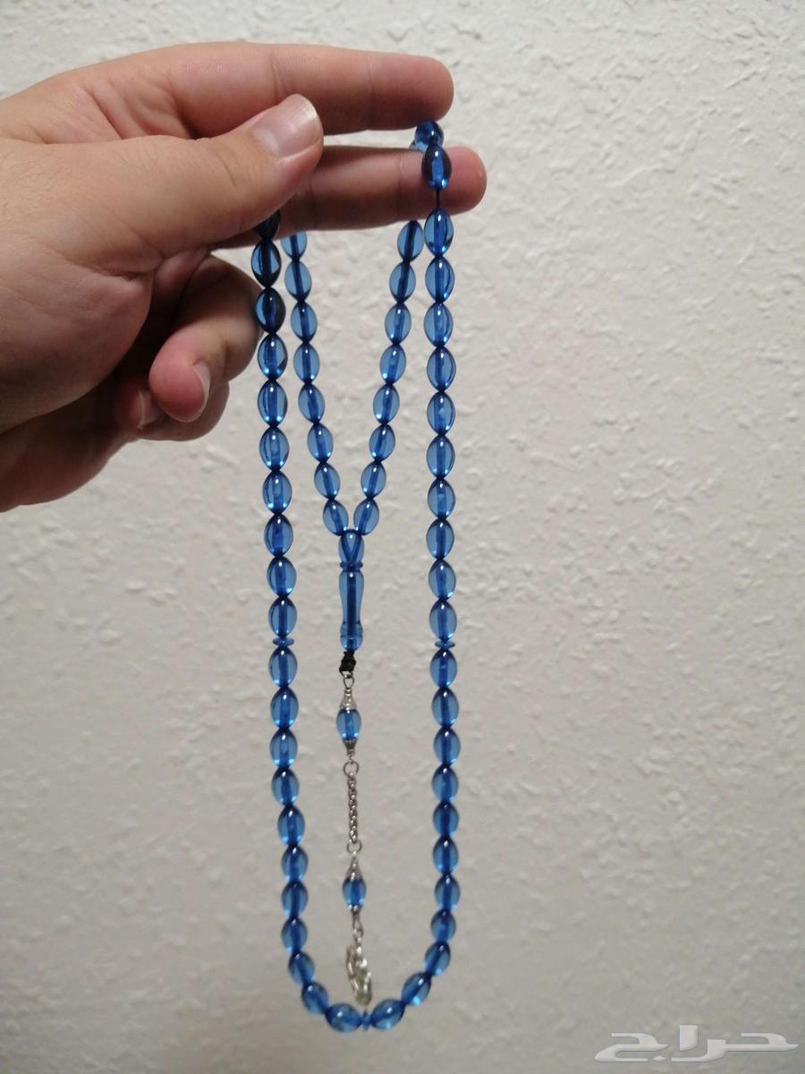 سبحة كهرمان لون سماوي صافيه (جديدة).64464111262977111
