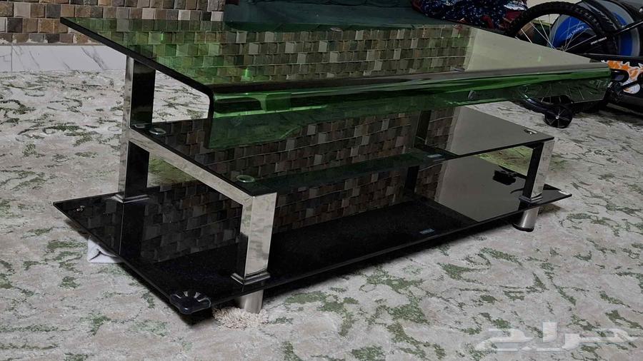 طاولة قزاز سميك مع قاعدة حديدية64464336841091112