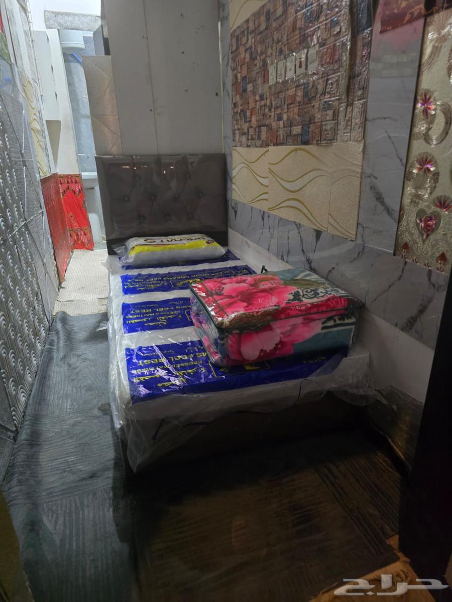 سرير خشب بكس جلد مخمل مخطط سم جديد64459543670657113